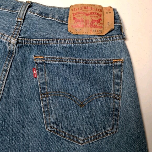 Levi Strauss Levis 501 Button Fly Jeans 32x31 Actual Size Blue Denim READ - Picture 11 of 16